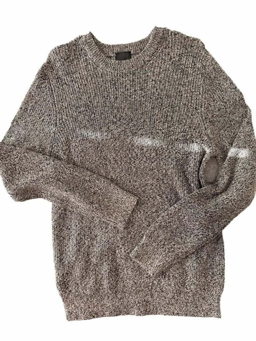 H&M Mens Marled Knit Crewneck Sweater Size Large Gray Black